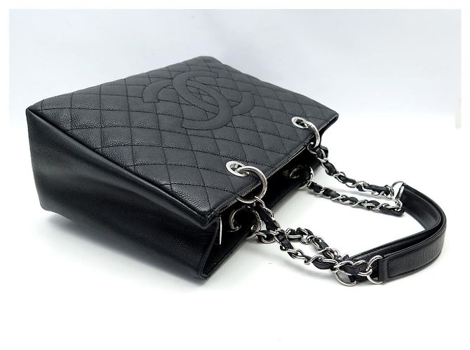 NUOVA BORSA CHANEL CABAS SHOPPING GM LOGO CC IN PELLE CAVIAR NERA Nero - vista 6