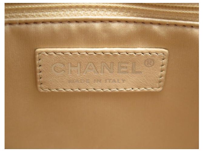 Borsa Chanel Shopping GM Logo CC in Pelle Caviar Beige & Palladio - vista 11