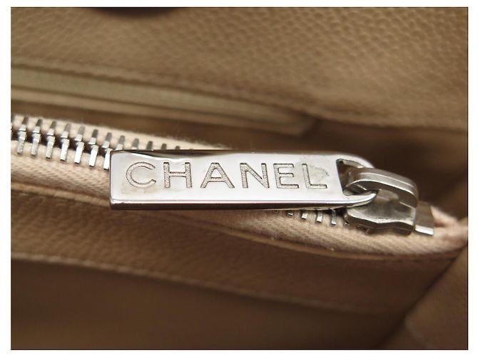 Borsa Chanel Shopping GM Logo CC in Pelle Caviar Beige & Palladio - vista 12