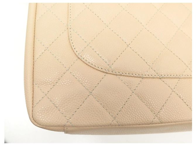 Borsa Chanel Shopping GM Logo CC in Pelle Caviar Beige & Palladio - vista 19