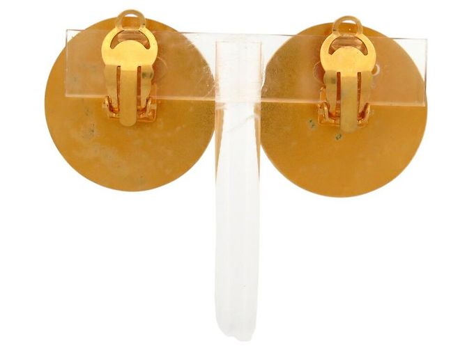 ORECCHINI VINTAGE CHANEL 1993 A CLIP TONDI RIGATI CON LOGO CC D'oro - vista 3