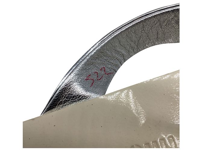 Sandali con tacco Miu Miu Crysta- Embellish in pelle vernice argento - vista 10