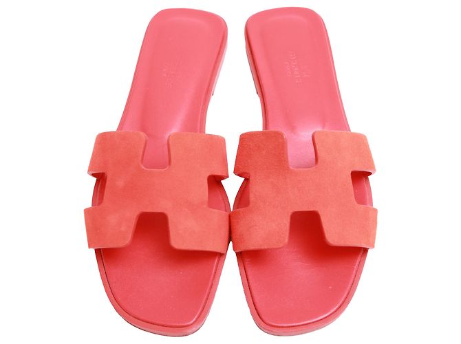 Sandali Oran Hermès in scamosciato Orange Arancione - vista 5