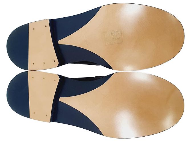 Timeless Mocassini Chanel Shiny Logo in pelle di vitello lucida blu - vista 7