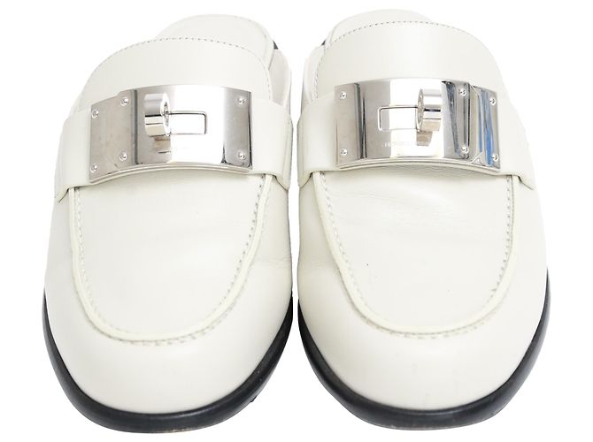Kelly Mules Iota Hermès in pelle bianca Bianco Crudo - vista 2