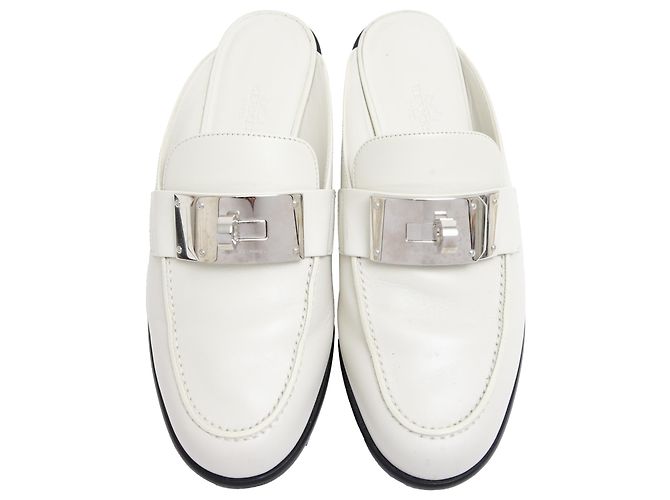 Kelly Mules Iota Hermès in pelle bianca Bianco Crudo - vista 5