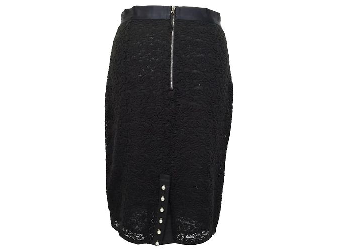 Dolce & Gabbana Spitzen-Midi-Bleistiftrock aus schwarzer Polyamid - Ansicht 3