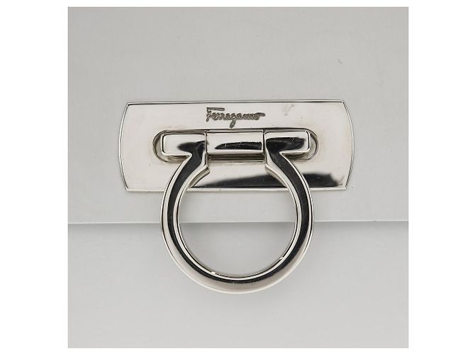 Salvatore Ferragamo Gancini Aluminum Handbag Silvery - view 15