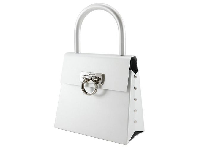 Salvatore Ferragamo Gancini Aluminum Handbag Silvery - view 2
