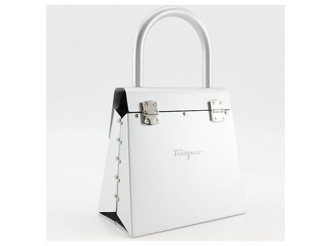 Salvatore Ferragamo Gancini Aluminum Handbag Silvery - view 3