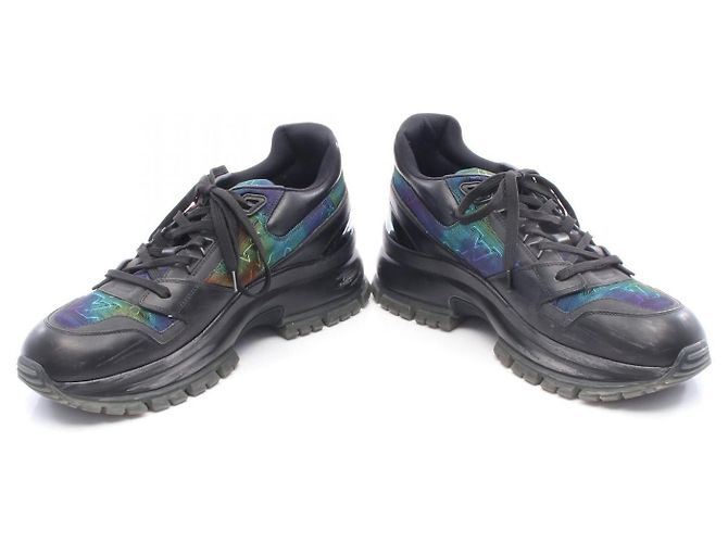 Sneakers in pelle e tessuto Louis Vuitton 2054 Line Nero Multicolore - vista 3