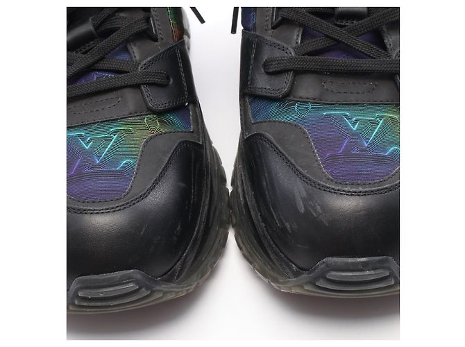 Sneakers in pelle e tessuto Louis Vuitton 2054 Line Nero Multicolore - vista 7