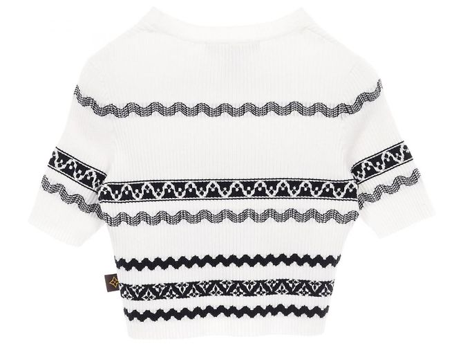 Top de algodón acanalado Louis Vuitton Negro Blanco - vista 2