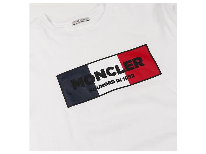 Camiseta de algodón con logo Moncler Blanco Roja Azul marino - vista 10