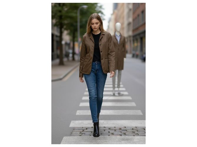 Burberry Brit gesteppte Jacke Braun Damen Größe S Nova Check Futter Leichter Mantel - Ansicht 16