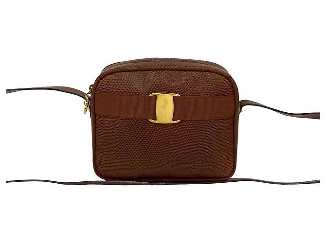 Bolso de hombro de cuero Salvatore Ferragamo Castaño - vista 2