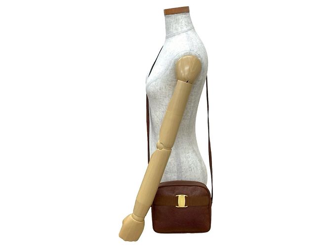 Bolso de hombro de cuero Salvatore Ferragamo Castaño - vista 3