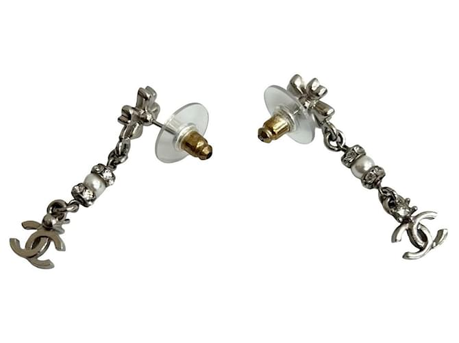 Orecchini Chanel Clover Pearl Argento - vista 6