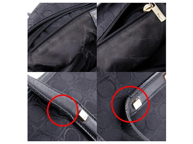 Salvatore Ferragamo Gancini Nylon Canvas Tote Bag Schwarz - Ansicht 10