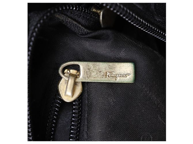 Salvatore Ferragamo Gancini Nylon Canvas Tote Bag Schwarz - Ansicht 18