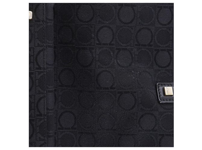 Salvatore Ferragamo Gancini Nylon Canvas Tote Bag Schwarz - Ansicht 8