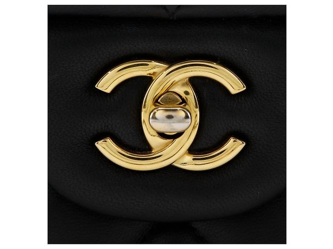 Chanel Classic Double Flap Tasche aus Lammleder 2way Shoulder Bag Schwarz - Ansicht 18