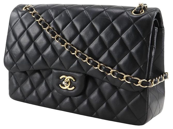Chanel Classic Double Flap Tasche aus Lammleder 2way Shoulder Bag Schwarz - Ansicht 2