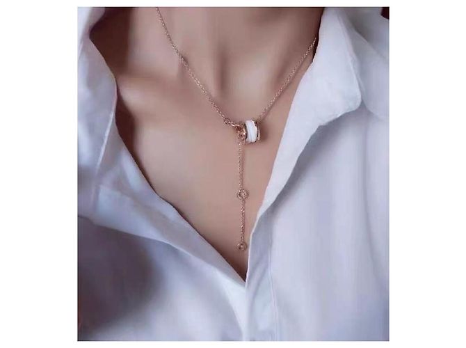 Bulgari Collana Bvlgari B.zero1 in ceramica bianca e oro rosa 18k D'oro - vista 5
