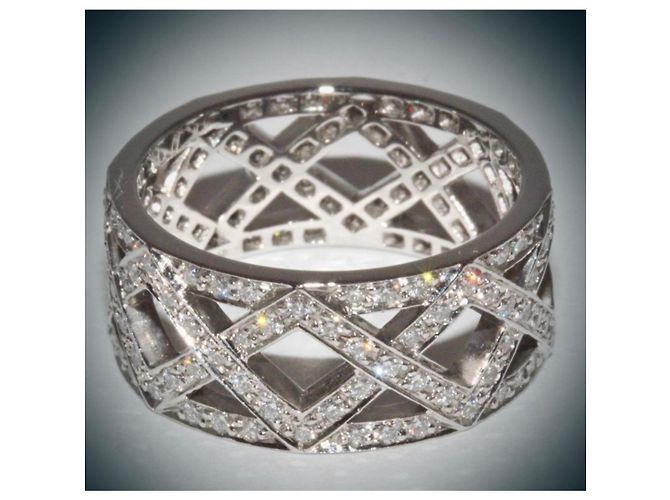 Tiffany & Co. Platinring mit geflochtenem Diamant-Design Silber - Ansicht 6
