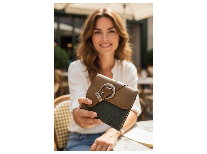 Cartera Dior Saddle Denim Cuero Khaki Castaño - vista 2