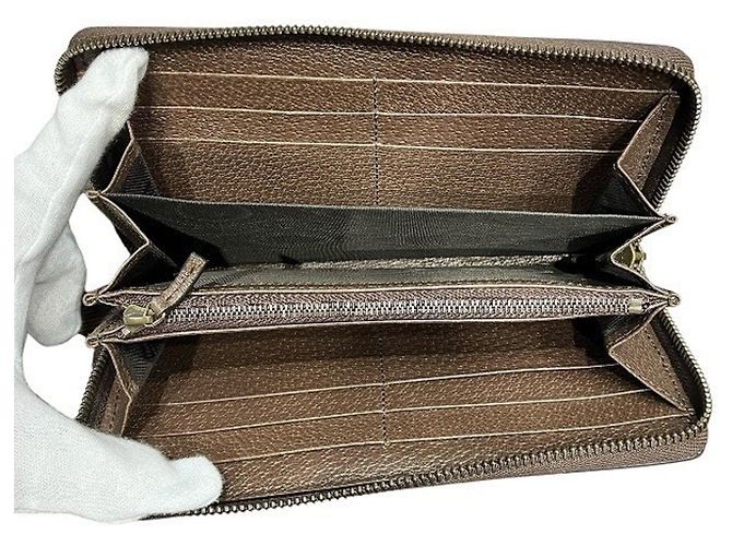 Gucci GG Canvas Bamboo Round Zip Long Wallet Brown - view 3