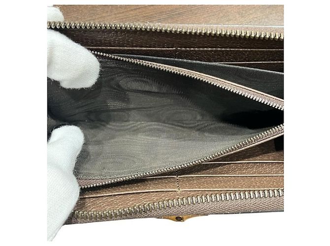 Gucci GG Canvas Bamboo Round Zip Long Wallet Brown - view 6