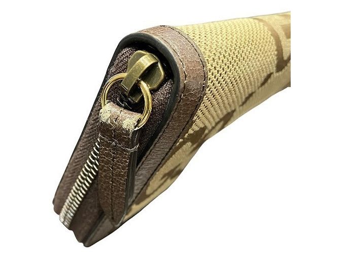 Gucci GG Canvas Bamboo Round Zip Long Wallet Brown - view 8
