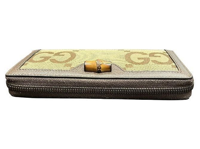 Gucci GG Canvas Bamboo Round Zip Long Wallet Brown - view 9