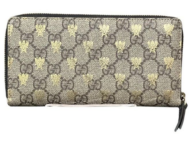 Portafoglio lungo con zip Gucci GG Supreme Bee Beige - vista 2