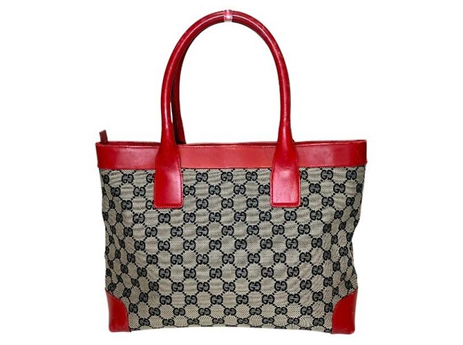 Borsa Tote Gucci GG Canvas Rosso Beige - vista 2