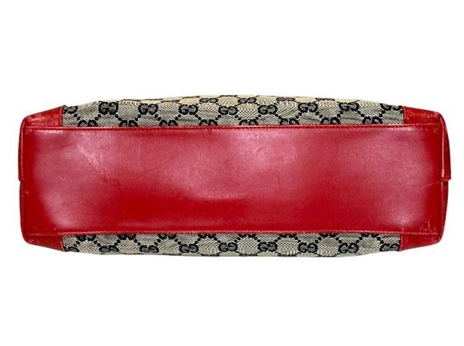 Borsa Tote Gucci GG Canvas Rosso Beige - vista 3
