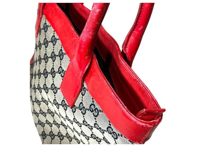 Borsa Tote Gucci GG Canvas Rosso Beige - vista 7