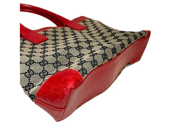 Borsa Tote Gucci GG Canvas Rosso Beige - vista 8
