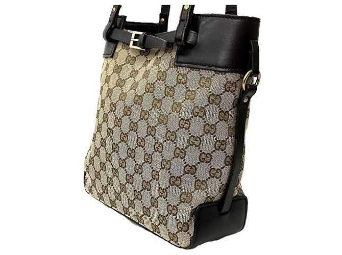 Borsa Tote GG Canvas Gucci Marrone Beige - vista 7