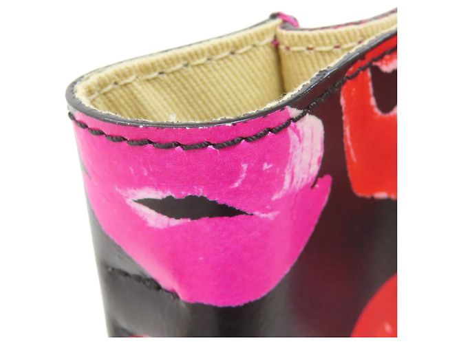 Borsa a 2 vie in pelle Marni Museo Lip Pattern Nero Rosa - vista 13