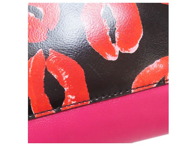 Borsa a 2 vie in pelle Marni Museo Lip Pattern Nero Rosa - vista 14