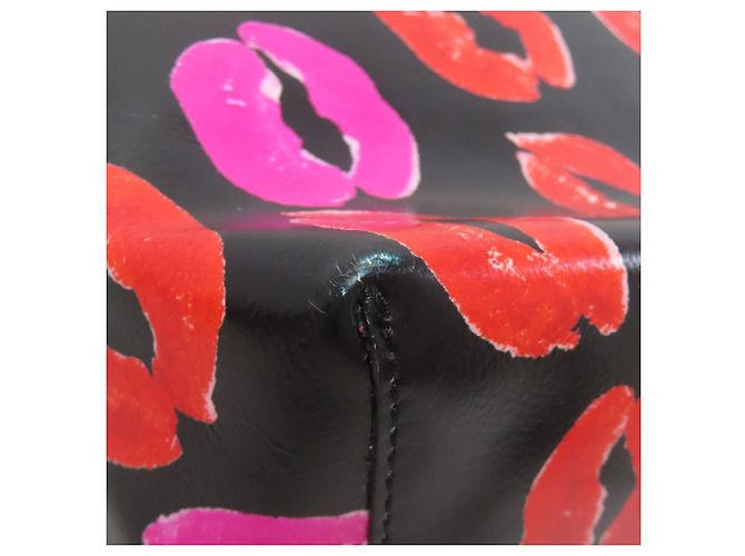 Borsa a 2 vie in pelle Marni Museo Lip Pattern Nero Rosa - vista 20