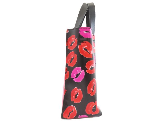 Borsa a 2 vie in pelle Marni Museo Lip Pattern Nero Rosa - vista 3