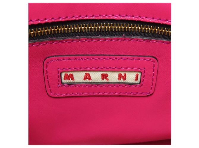 Borsa a 2 vie in pelle Marni Museo Lip Pattern Nero Rosa - vista 6