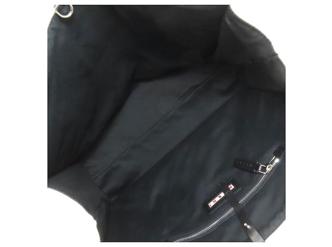 Borsa Tote 2-Way Marni Logo Print Nero Bianco - vista 5