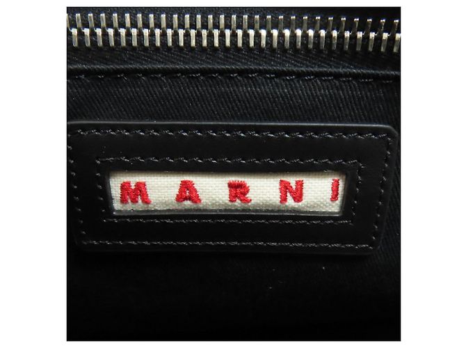 Borsa Tote 2-Way Marni Logo Print Nero Bianco - vista 6