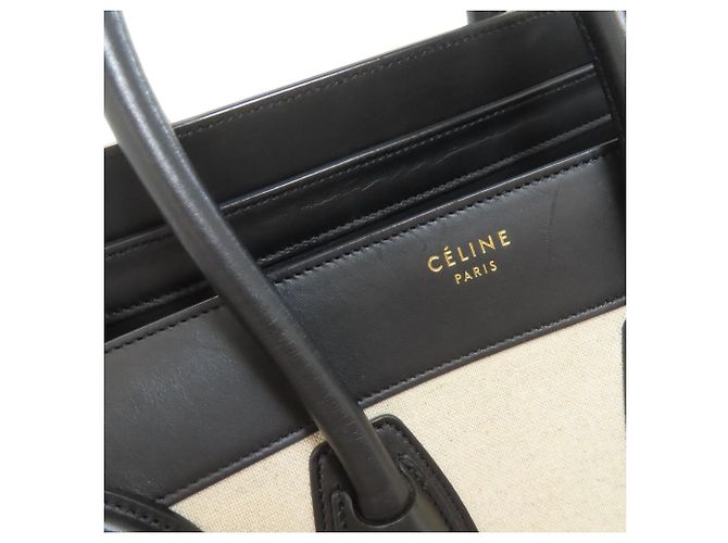 Céline Celine Luggage Micro Handbag Schwarz Weiß Grün - Ansicht 16