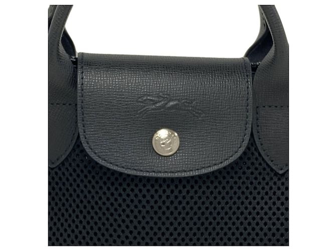 Borsa a 2 vie in mesh Longchamp Nero Bianco - vista 9