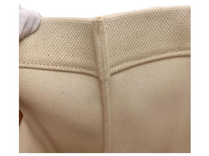 Céline Celine Horizontal Canvas Cabas Handtasche Braun Weiß - Ansicht 12